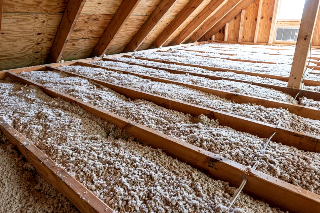Fresh clean attic insulation