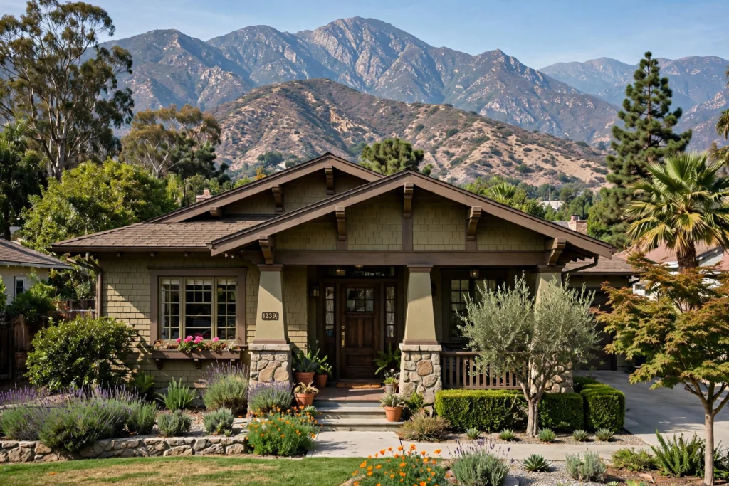 Pasadena craftsman home with San Gabriel mountains