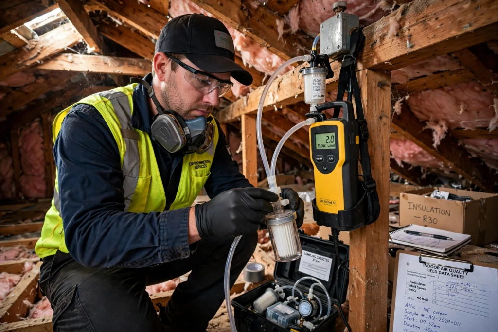 Attic mold air quality testing